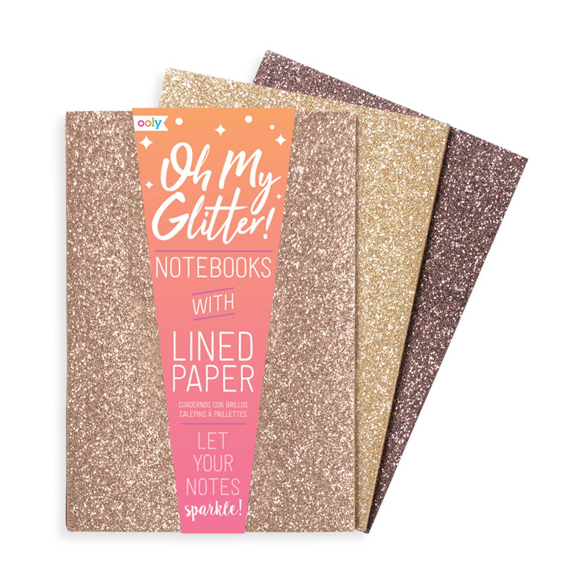 OOLY Glamtastic Glitter Notebooks Gold - Set of 3